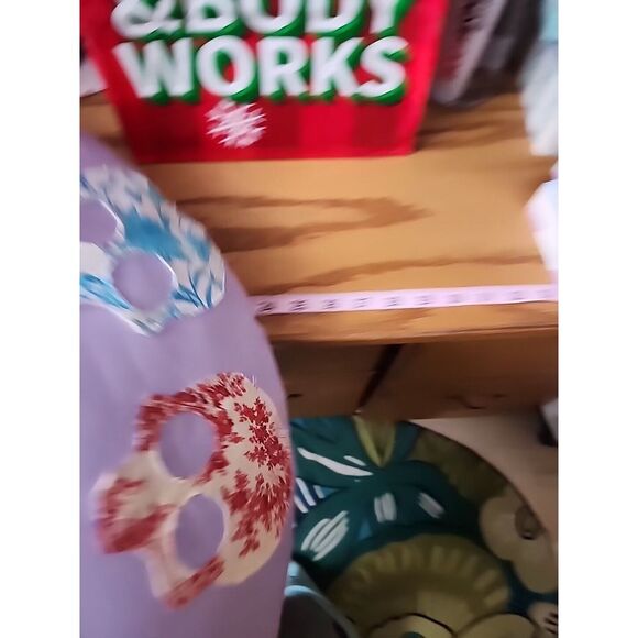 Handmade Purple‎ Calico Skull Embroidered Round Pillow 24 Inch Barcode Center - Picture 13 of 13